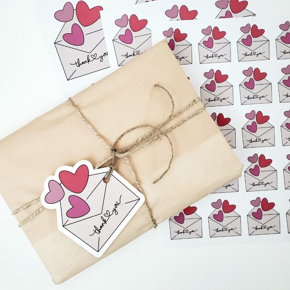 LB066 Lots of Love Heart Envelope Says Thank You Sticker Sheet [Price Firm] - Picture 8 of 11